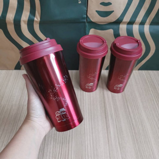 พร้อมส่งแก้ว Starbucks holiday elma red tumbler แก้วสตาบัคส์สีแดง ❤️❤️  ข้างในเป็นสแตนเลส ใส่ร้อน ใส่เย็นได้