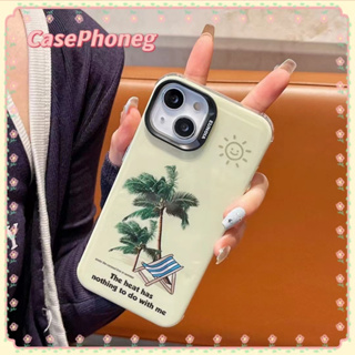 🍑CasePhoneg🍑ป้องกันการหล่น ขอบเต็ม iPhone 11 14 pro max ต้นมะพร้าว เส้นขอบโปร่งใส สไตล์ฤดูร้อน case for iPhone 12 13