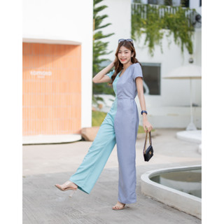 Sista Box Amira Two Tone Jumpsuit จั๊มสูทแขนสั้น กางเกงขายาว ทูโทน