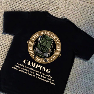 VINTAGE FACTORY เสื้อยืด Cotton100% THE ADVENTURE CAMPING - เทคนิคซิลค์สกรีน สีจมลงเนื้อผ้าติดทนนาน