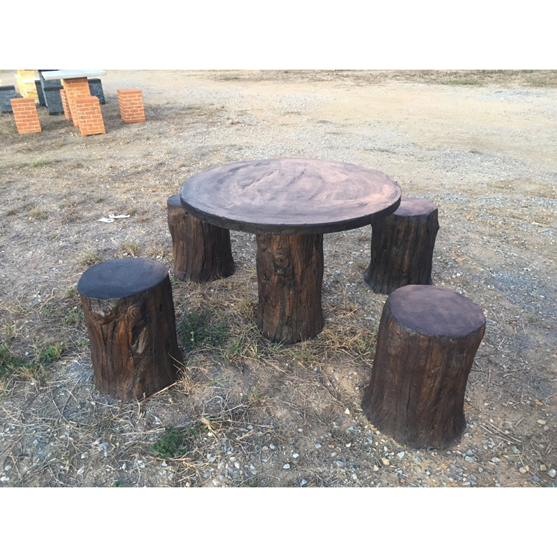 โต๊ะปูน4ที่นั่ง (ลายไม้)
