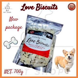 ส่งไว:RENA ขนมสุนัขLove Biscuits แคลเซียม​บิสกิต​ รสไก่​+นม@700g.(New Package)