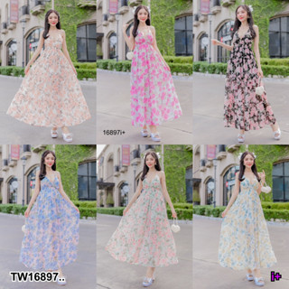 SS16897 เดรส แขนกุด กระโปรงมีระบาย 4 ชั้น Sleeveless dress with 4 layers of ruffles.