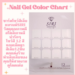 ชาร์ทโชว์สีเล็บ12สี สไตล์เกาหลี แผ่นอะครีลิคคุณภาพดี ขาตั้งสแตนเลส แถมฟรีเม็ดทาสีทรงสามเหลี่ยมติดชาร์ท