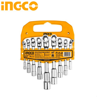 INGCO ประแจบล็อค ตัวแอล 2 หัว ขนาด 7-19 มม. (9 ตัวชุด) รุ่น LASWT0901 ( 9 pcs L-Angled Socket Wrench )