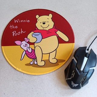 mousepad (mouse pad) แผ่นรองเม้าส์ ทรงกลม เส้นผ่าศูนย์กลาง 9 นิ้ว เนื้อหนา ลาย พูห์ Pooh