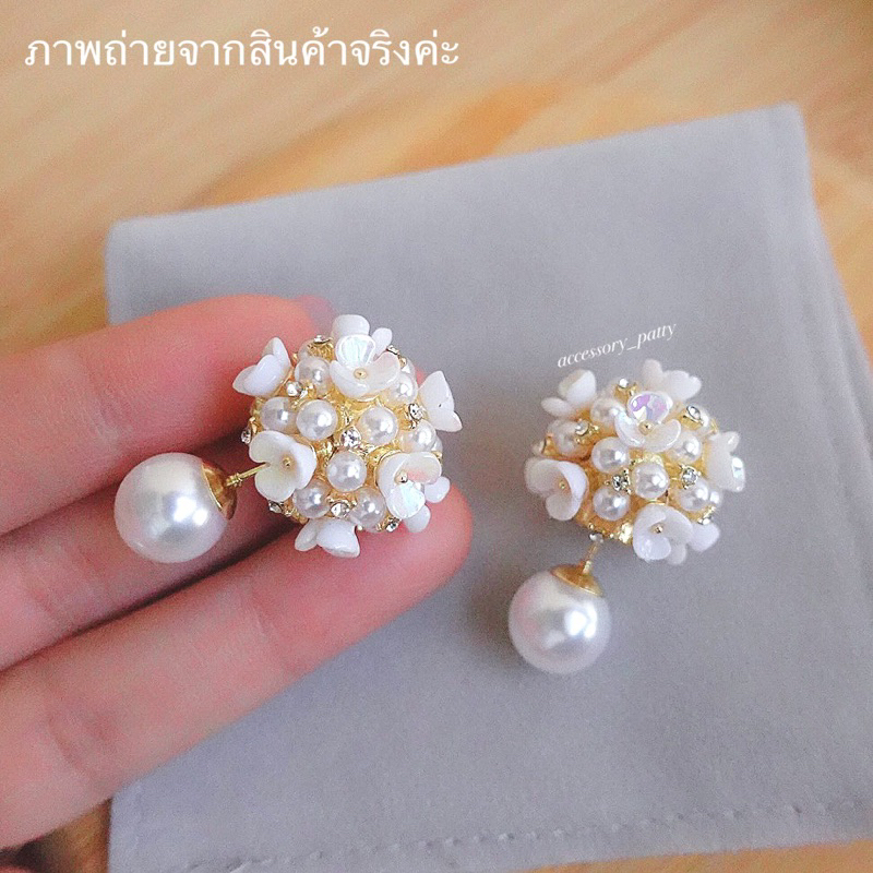 ✨Flower bloom earrings ⭐️รุ่นนี้งานใส่หน้ามุกตัวดอกไม้เป็นทับหลัง ใส่แล้วรับประกันความหวานมดขึ้นเลยค้า ก้านเงินเเท้ค่ะ