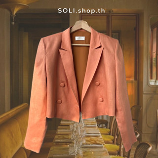 Classy Cropped Blazer linen (Orange)