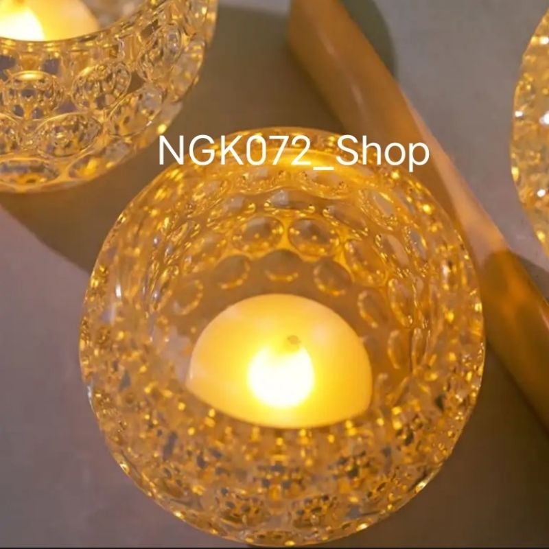 [พร้อมส่ง] เทียนLED 7cm แจกันเทียนพลาสติก (เนื้อพลาสติกหนา) ตกแต่งบ้าน บูชาพระ