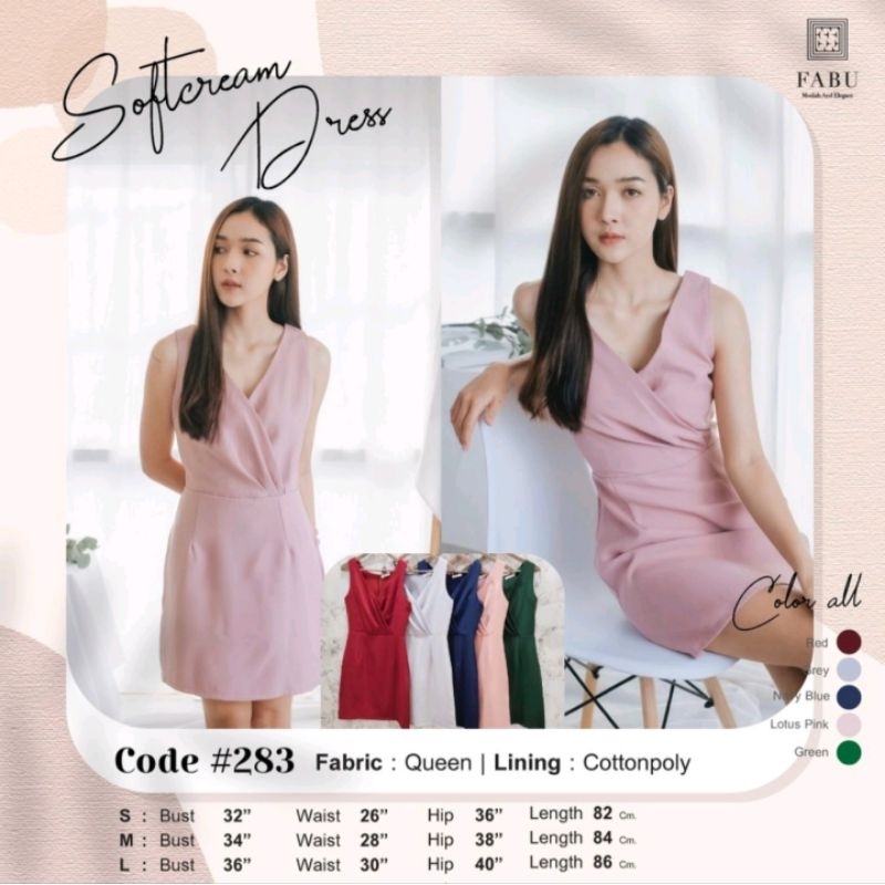 Sale 50% งานป้าย FABU BY Arinda ของแท้ 100% FABU Softcream Dress #283 เดรสแขนกุดทรงป้ายหน้า เนื้อผ้าควีน