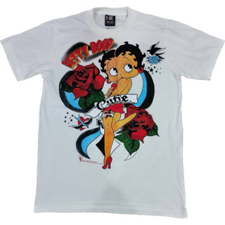 เสื้อยืด Betty Boop สีขาว วินเทจสีเฟด งานใหม่ M L XL