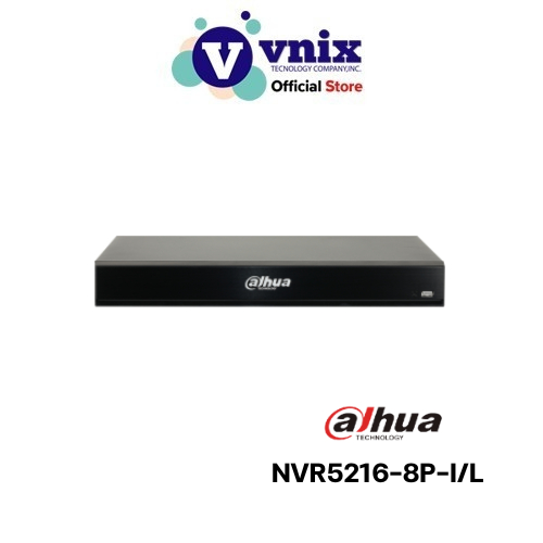 NVR5216-8P-I/L เครื่องบันทึกภาพ กล้องวงจรปิด Dahua 16ch 1U 2HDDs 8PoE WizMind NVR by Vnix Group