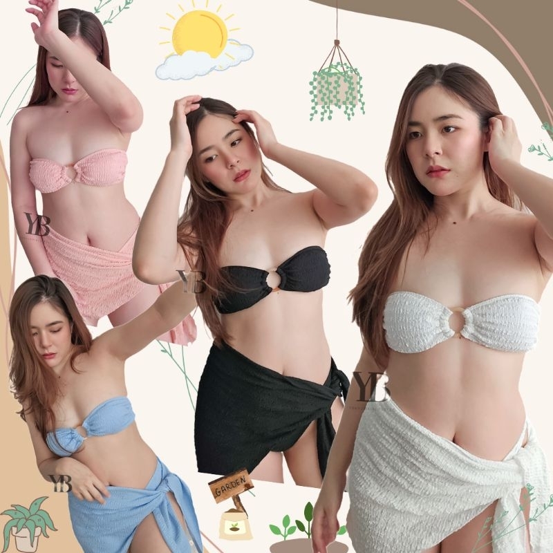YOURS​ BIKINI #BK1583​ เซตชุดว่ายน้ำ​3ชิ้น​ เซตชุดว่ายน้ำ​ บิกินี่​พร้อมผ้าผูก​ bikini​ sexy