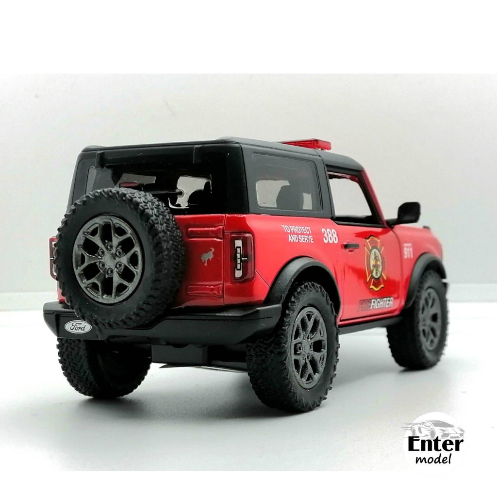 KINSMART​ โมเดลรถเหล็ก​ ลิขสิทธิ์​แท้ รถตำรวจ 2022 Ford Bronco (Firefighter) Scale 1/34 ยาว 12.5cm