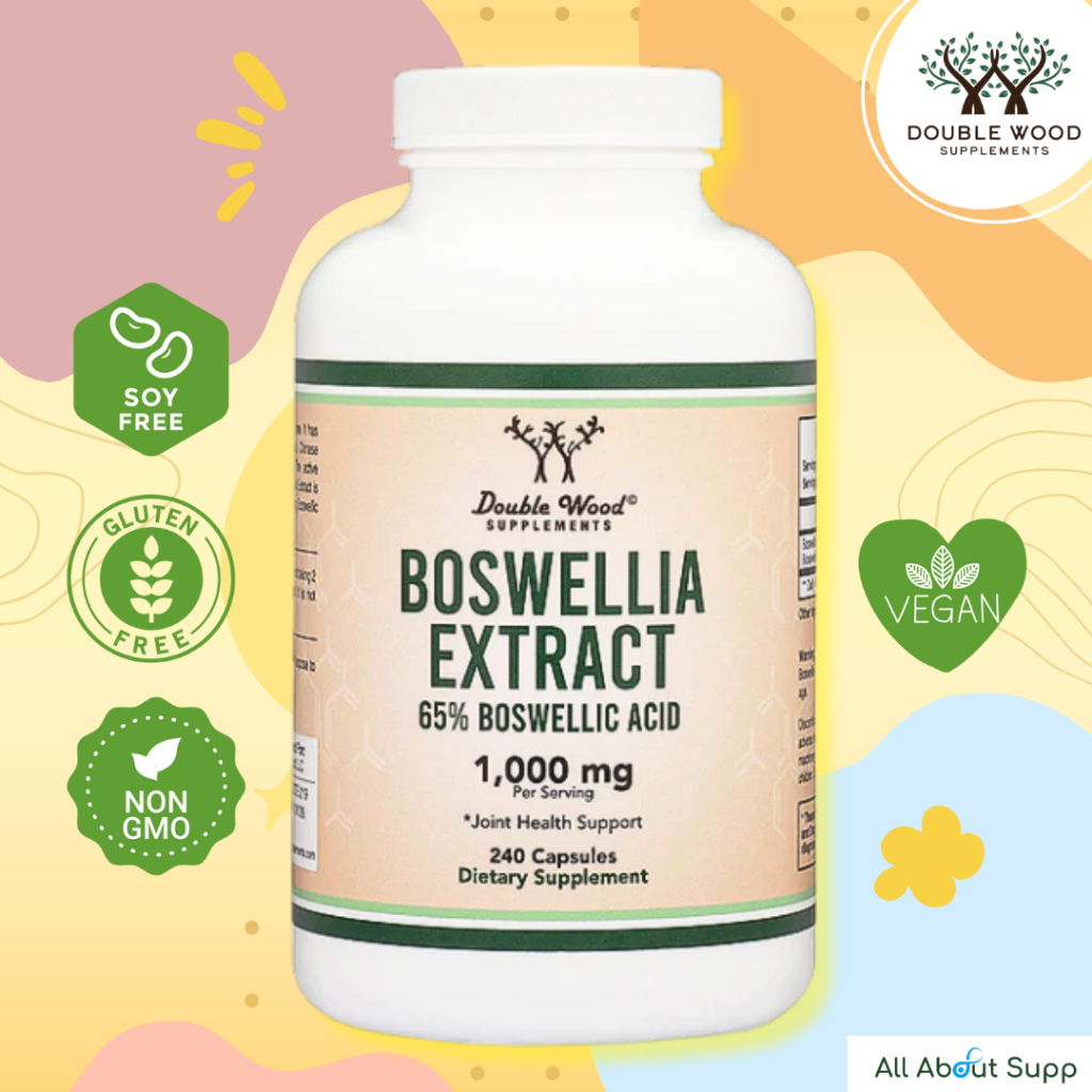 Boswellia Extract by Double Wood - 240 Capsules ป้องกันการเสื่อมของกระดูกอ่อนตามข้อต่อกระดูก บำรุงผิว