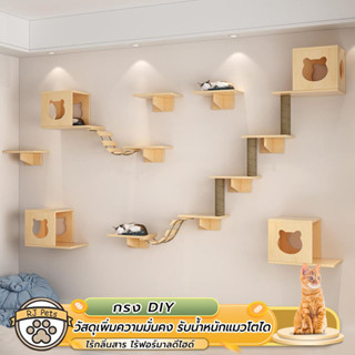 😺รังแมวติดผนัง กล่องแมวติดผนัง คอนโดแมวติดผนัง กล่องแมวติดผนัง DIY ขายแยกชิ้น  (สะพานเชือก - แท่นกระโดด - บ้านแมว)🐾