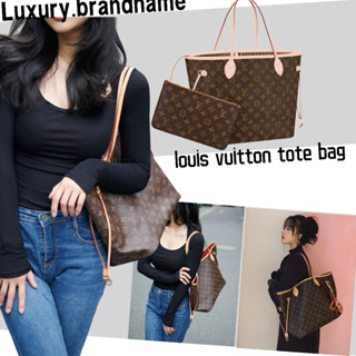 Louis Vuitton/กระเป๋าขนาดกลาง Neverfull/กระเป๋าสุภาพสตรี/กระเป๋าสะพายข้าง/กระเป๋าสะพายไหล่