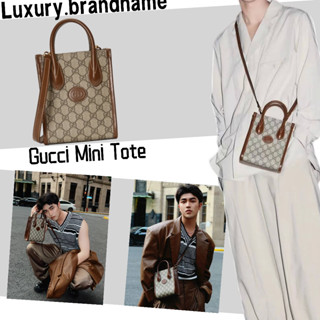 Gucci/GG กระเป๋าโท้ทมินิเรโทร/กระเป๋าสะพายกุชชี่/กระเป๋าถือ/กระเป๋าสะพายไหล่/กระเป๋าผู้หญิง