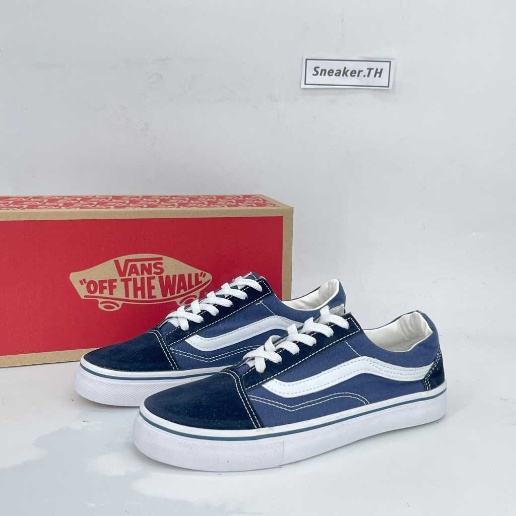 รองเท้าแวนส์ รองเท้าผ้าใบ สีน้ำเงิน/สีแดง ไซส์.36-45 รองเท้าลำลอง รองเท้าแฟชั่น สินค้าขายดีตลอดกาล MTB003