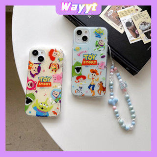 💖New 💖iPhone 14 13 12 11 Pro Max เคส for เคสไอโฟน11 น่ารัก บางเบาพกพาง่าย การ์ตูน ToY story เรียบง่าย โซ่มุก Case