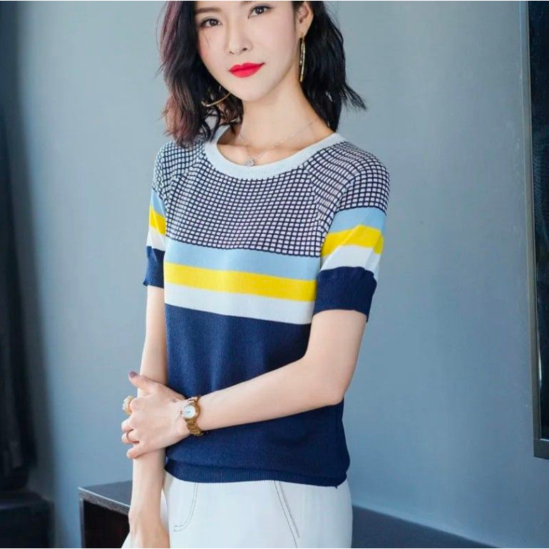 Bonus&Bella👯 เสื้อไหมพรมแขนสั้น เสื้อแฟชั่นผู้หญิง งานดี ดูหรู