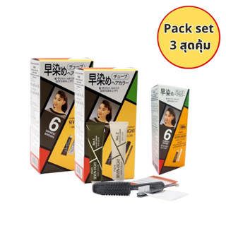 9.9 ปิดผมขาว เซ็ต 3 กล่อง ราคาพิเศษ PAON SET: สีB6 2ชิ้น + REFILL 1 ชิ้น สี B6 น้ำตาลเข้มประกายดำ