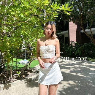 SOMEDAY : VANILA TOP | เสื้อเกาะอกรูดหน้า แต่งลูกปัด ผ้าน่ารักมาก