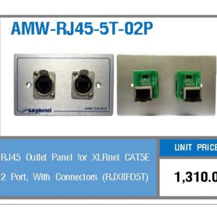 AMW-RJ45-5T-02P ชุดเพลทแอมฟีนอล Amphenol RJ45 Outlet for XLRnet CAT5E 2 Port With Connecter