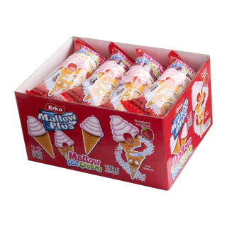 EXP. 11/2023 Erko MALLOW PLUS STRAWBERRY เออโก้ แมลโลว์ ไอศครีม รสสตรอเบอร์รี่ ขนาด 15กรัม ยกแพ็ค 12ชิ้น ICE CREAM