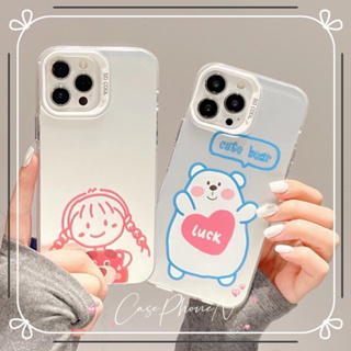 🔥สไตล์ใหม่🔥เคสไอโฟน iphone 11 14 Pro Max น่ารัก การ์ตูน สาว หมีน้อย ไฮโซ ขอบเต็ม  เคส iphone 12 13 Pro Case for iPhone