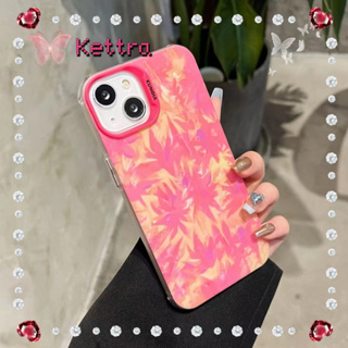 💜Kettra💜ป้องกันการหล่น ขอบเต็ม iPhone 11 14 pro max พื้นผิว สีชมพู เส้นขอบโปร่งใส หวานสวย case for iPhone 12 13