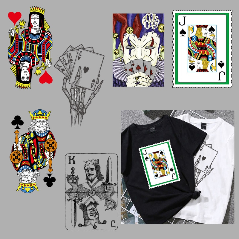 ตัวรีดติดเสื้อลาย F.151 รวมลายไพ่เท่ห์ๆ รีดง่ายแผ่นฟิมล์รีดร้อนติดเสื้อ
