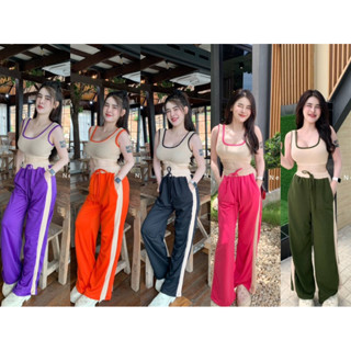 👚sopa_shop👚 Set2ชิ้น เสื้อ ผ้ายืด+กางเกงผ้าวอม เก็ตปลา เนื้อดี    สีสันสุดๆๆ