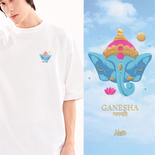 Just say Bad ® Oversize Long รุ่น Munimal Ganesha ( สกรีนนูน ) สีขาว ดำ เสื้อทรงA ชาย หญิง พระพิฆเนศ M L / OLS