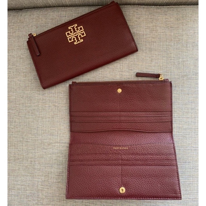 มือสองกระเป๋าสตางค์ทอรี่ ของแท้ สีแดง  TORY  Tory  Burch Britten Slim Envelop Wallet