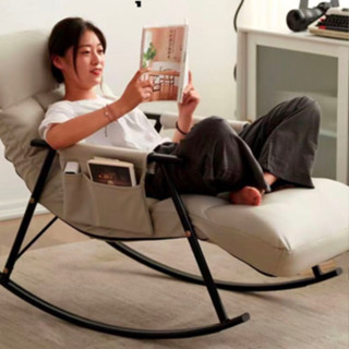 KUMALL  เก้าอี้พักผ่อน โยกที่ห้องนั่งเล่น พนักพิงเก้าอี้ปรับได้ 6 ระดับ โซฟาโยก Rocking Chair