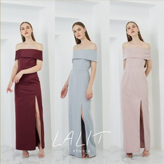 LALIT STUDIO Gin Dress เดรสทรงยาวปาดไหล่เรียบ (สินค้าพร้อมส่ง) ชุดออกงาน สไตล์มินิมอล เรียบหรู ชุดออกงานแบรนด์ IG