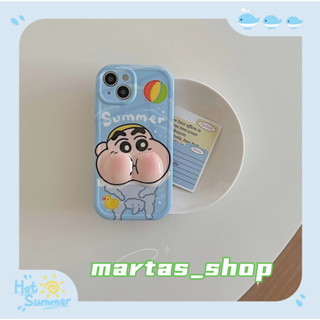 ❤️ส่งของขวัญ❤️ เคสไอโฟน 11 12 13 14 Pro Max เครยอนชินจัง มหาสมุทร ฤดูร้อน เรียบง่าย น่ารัก Case for iPhone สาวน่ารักหัวใ