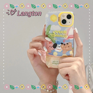 🌈Langton🌸ขอบเต็ม ป้องกันการหล่น iphone 11 14 pro max การ์ตูน ลูกสุนัข เส้นขอบโปร่งใส สาวน่ารักหัวใจcase for iPhone 12 13