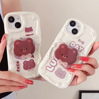 🎁ส่งของขวัญ🎁เคสไอโฟน 11 13 12 Pro Max ขาตั้งมือถือ น้องหมีน่ารัก เคส for ไอโฟน14 pro max soft case Iphone