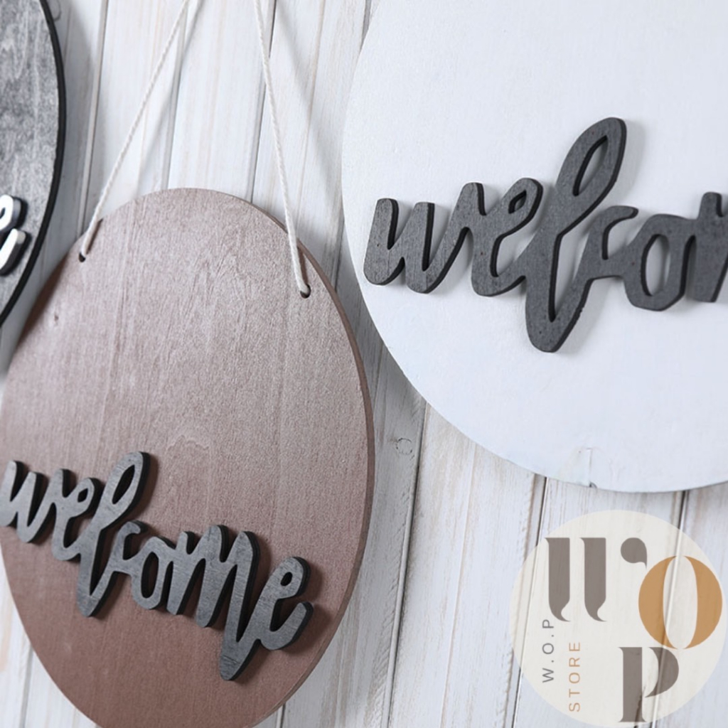 WOP Store ป้ายไม้Welcome สไตล์วินเทจ ป้ายห้อยประตู รูปที่ 4