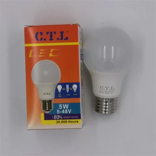 ต่อแบตเตอรี่ CTL หลอดไฟ LED หลอดไฟโซล่าเซลล์ หลอดบับ3W 5W 10W 24W ระบบไฟDC 12v 24v 36v 48v 65v ขั้วเกลียวE27 สีขาว วอร์ม
