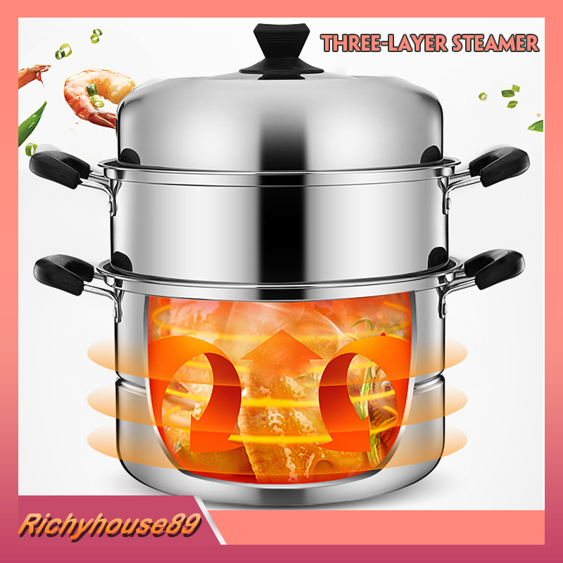 สแตนเลส 304 หม้อนึ่ง หม้อนึ่งสแตนเลส ซึ้งนึ่งอาหาร หม้อนึ่ง 2 ชั้น หม้อนึ่ง วัสดุสเตนเลส ซึ้งสแตนเลส