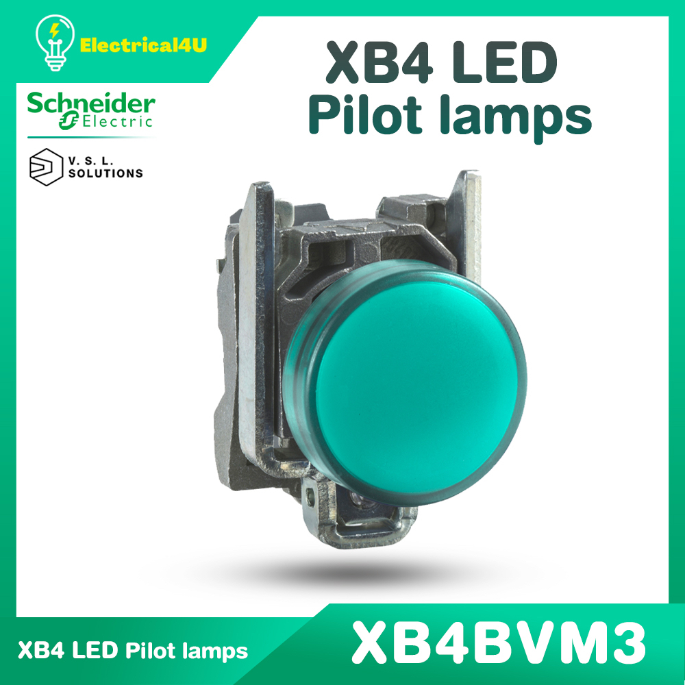 Schneider Electric XB4 ไพล็อตแลมป์ LED Ø22mm โลหะ 230-240VAC Pilot lamps (XB4BVM1 XB4BVM3 XB4BVM4 XB