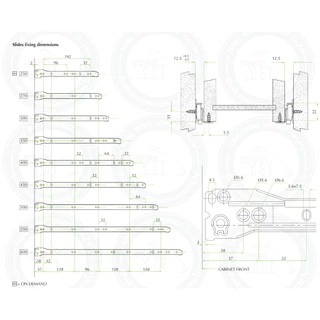 modernform HDP รางลิ้นชัก รางลิ้นชักรับใต้ รางลิ้นชักลูกล้อ 30Kgs. บรรจุ 1คู่ FGV DR5450 HOME เทา