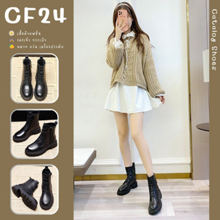 ꕥCatalog shoesꕥ รองเท้าบูท ทรงข้อสูงส้นหนา 4 cm. สีดำล้วน มีซิปขข้าง เบอร์ 35-40 (26)