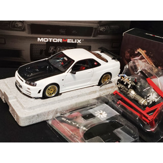 โมเดลรถR34 1/18 โมเดลรถ Nissan Skyline R34 GT-R Nismo Z-tune WH 1:18  โมเดลรถR34ztue โมเดลรถR34nismo MH Model MotorHelix