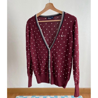 เสื้อ Cardigan Fred perry D34 Uk8 สีออก red wine