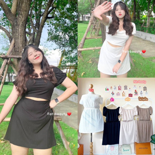 F0091 Sexy Dress เว้าช่วงเอวเซ็กซี่มั่ก แขนสั้นคอเหลี่ยม ผ้ายืด plussize สาวอวบ