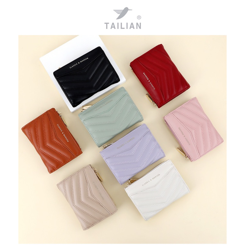 พร้อมส่ง !!!กระเป๋าสตางค์ CLASSIC&MODERN กระเป๋าสตางค์ผู้หญิงใบสั้น 2พับ ซิปล็อคT317